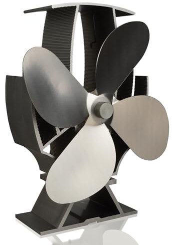 Arrows UK | SuperFast Mini Semi-Heated Stove Fan | Efficient Heat-Powered Fireplace Fan for Wood Burners and Log Burners - 25% More Efficient, Circulating Warmth at 2.3m/s (Stainless Steel)