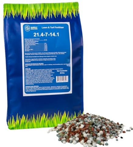 Supply Solutions 21.4-7-14.1 Lawn and Turf Fertilizer with Iron - Achieves a Lush Green Lawn in Weeks - Turf Builder for All Grass Types - for Greener Grass Fertilizer (25lbs)