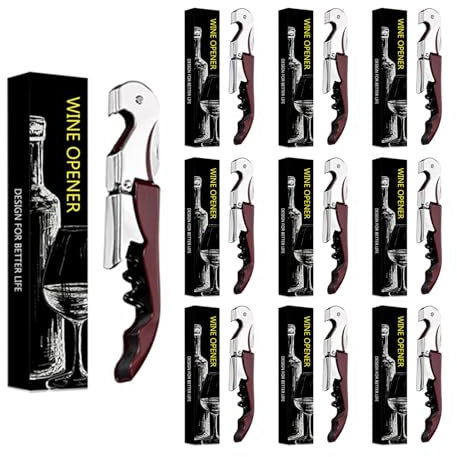 Cavatappi, Apribottiglie Vino,3 in 1 Cavatappi+Lama Corta Capsule+ Apribottiglie,Cavatappi a Leva Acciaio Inox (5, Vino)