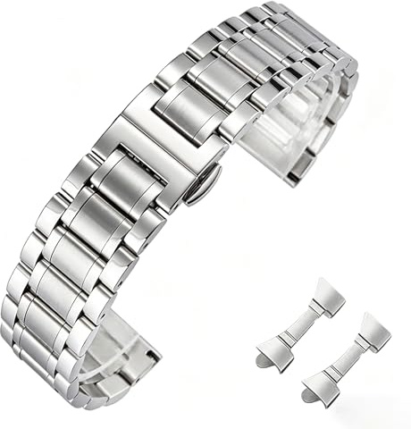 Nixiamy Bracelets de Montre en Métal Acier inoxydable 14mm 16mm 18mm 20mm 21mm 22mm 24mm Brossé en Acier Inoxydable Bracelet de Remplacement de Montre Intelligent pour Femme Homme