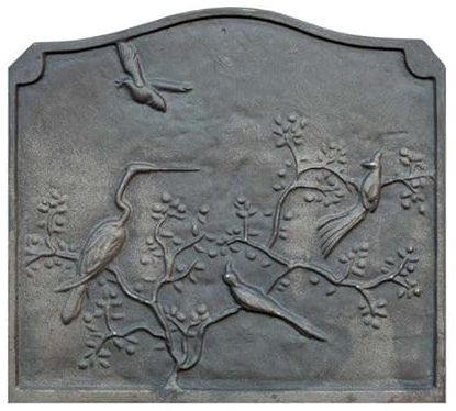 Placa de hierro fundido para chimenea decoración pájaros cm 53 × 49 H SP. 1 cm DS