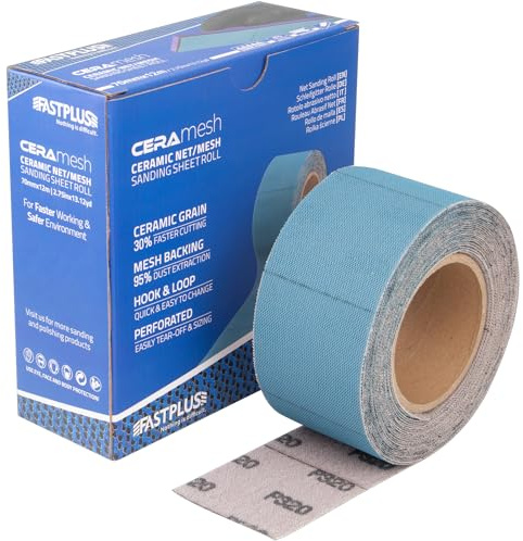 Clean Schleifpapier Rolle 70mmx12m Netz-Grifffolienrolle P180 Schleifpapierrolle Schleifpapier Rolle Selbstklebend Keramisches Zum Schleifen von Holz, Spachtelmasse, Lack, Kunststoff