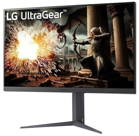 LG UltraGear Gaming Monitor 32GS75Q, 32 inch, 1440p, 180Hz, 1ms Response Time, IPS Display, HDR 10, NVIDIA G-Sync compatible and AMD FreeSync, Smart Energy Saving, DisplayPort, HDMI
