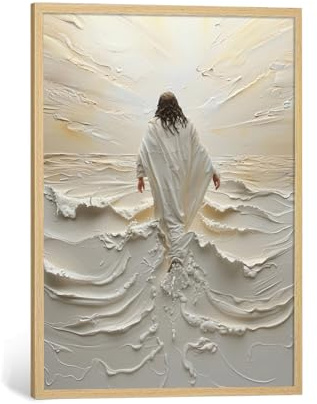 Jesus-Wandkunst, religiöse Wanddekoration, christliche Poster für Schlafzimmer, Bibelvers, Bilder von Jesus, der auf Wasser geht, Leinwand, Wandkunst für Wohnzimmer, moderne Schrift, Gemälde, 40,6 x