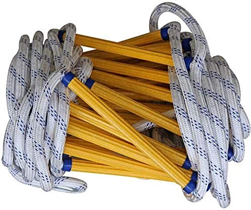 Safety Ladder,Escape Rope Ladder Emergency Fire Escape Rope Ladder Flame Resistant Safety Rope Ladders with Hooks/Rope Diameter: 20Mm/20M