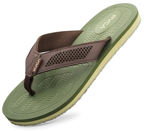 RVCA Perforierte T-Steg-Sandalen – atmungsaktive, gepolsterte und langlebige Schuhe, Braun, 47 EU