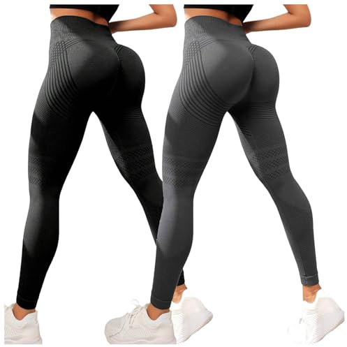 2PC Women Anti Cellulite Leggings 3D Compression Push-Up Opaque High Waist Slimming Scrunch Gym Yoga Running Legging Seamless Tummy Control Stretchy Yoga Pants