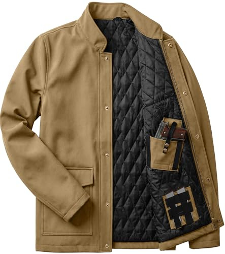 URBAN BUCK Concealed Carry Jacket Men Insulated Heavy-Duty Tactical Jacket with Pockets- covert Beige Coat (M)