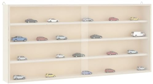 Mangloder Vitrine de collection en bois avec portes, étagère murale suspendue 80 x 8,5 x 37 cm, 4 étagères, gain de place, avec crochets de suspension, pour salon, chambre à coucher, cuisine, design
