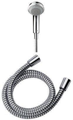 Mira Showers Response Four Spray Showerhead, Chrome with Response Chrome Plated Shower Hose
