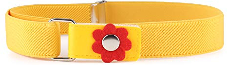 Ladeheid Mädchen Gürtel Elastik-Gürtel 1-6 Jahre 34-65 cm P15K (Gelb/Blume)