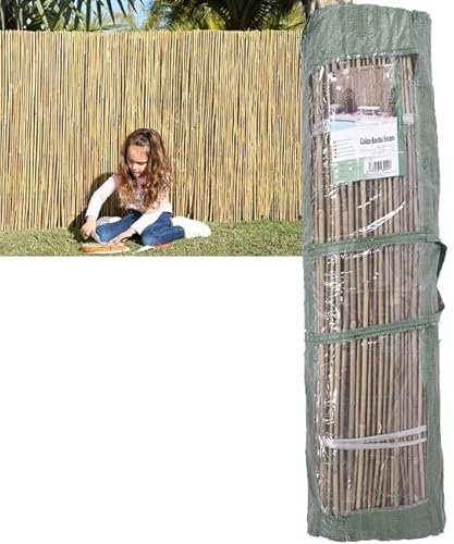 Suinga - Roseau de jardin en bambou naturel entier 1 x 5 mètres, occultation 85%, tiges de bambou naturel. Résistance et durabilité.