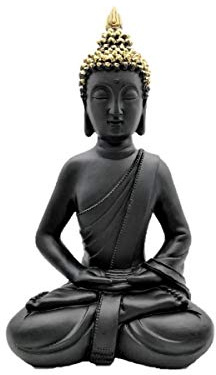 Geschenkestadl Buddha Figur 30 cm Schwarz Gold Skulptur Feng Shui