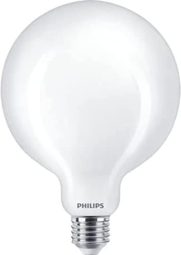 Philips LED Classic E27 Filament Lampe (120 W), matte LED Lampe in Globe-Form mit warmweißem Licht, energiesparende LED Beleuchtung mit langer Nutzlebensdauer, Weiß