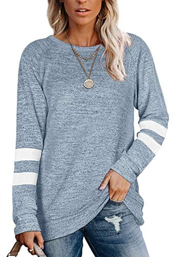 Famulily Long Jumpers for Women Warm Cosy Tunic Tops for Leggings Light Blue XL