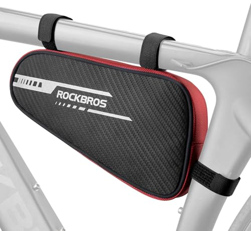 ROCKBROS Sacoche de Cadre Vélo VTT BMX, Sacoche Triangle de Tube Réfléchissant Noir 1.2 litres
