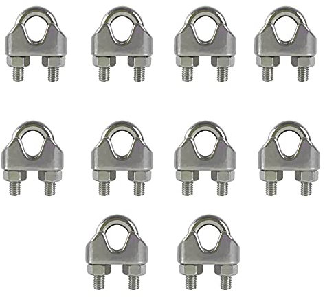 10 Piezas M8 Sujetacables de Acero Abrazadera de Cuerda de Alambre Acero Inoxidable En U Cuerda de Cable Cable Abrazadera Clip de Cuerda de Alambre Inoxidable 304 para Tensar el Cable Cuerda Ropa