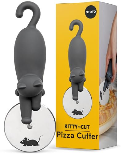 OTOTO Rotella tagliapizza a forma di gattino, in acciaio inox, divertente gadget da cucina e regali da cucina, regalo per donne amanti dei gatti