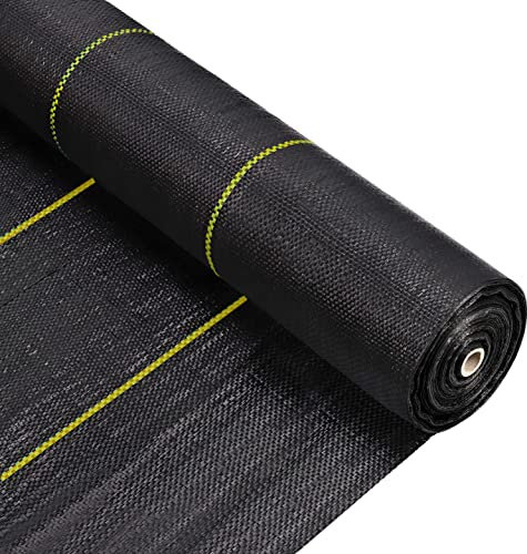 AirTech-UK Heavy Duty Weed Control Membrane Garden Weed Barrier Fabric for Landscaping Driveway Gravel Artificial Grass Lawn Underlay Black Woven Roll Ground Cover 2M Wide x 1M-100M length (2M x 1M)