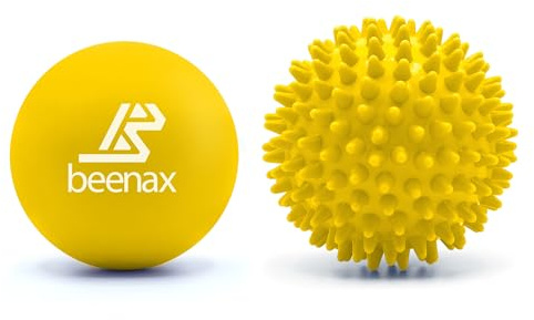 Beenax Lacrosse & Hard Spiky Massage Ball Set - Trigger Point, Myofascial Release, Plantar Fasciitis, Deep Tissue, Muscle Relief, Yoga, Pilates, Physio, Rehab - Relieve Stress and Relax Tight Muscle