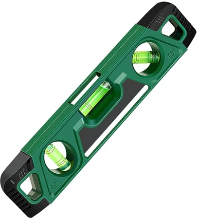 Nivel de Burbuja 230 mm Torpedo Magnético Con 3 Burbujas Para Calibración Perpendicular y 45 Grados