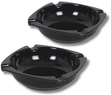 PARENCE.- Set di 2 posacenere in melamina - 10 cm di diametro - Compatto, leggero, resistente e versatile - 2 pezzi, nero