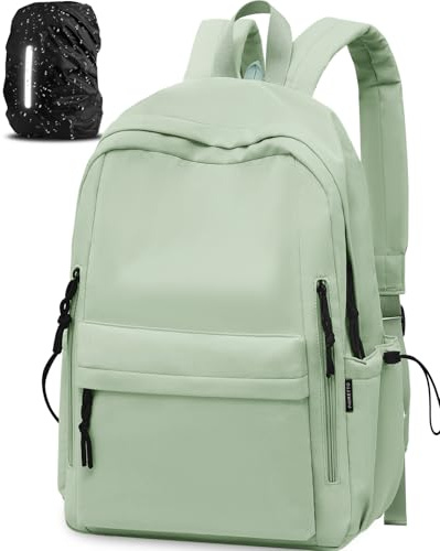 FIORETTO Rucksack Damen Schulrucksack für Teenager mit Regenschutzhaube, passt zu 15,6-Zoll-Laptop, Mit Anti-Diebstahl-Tasche, Ideal für Schule College Pendeln und Reisen Rosa