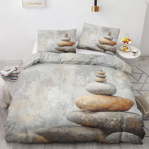 Genérico Funda Nordica Cama 180 Zen, Funda Edredon 240x260 y 2 Fundas de Almohada 50x75, Juego de Ropa de Cama de 3 Piezas Microfibra Suave con Cremallera BXMDOZ156