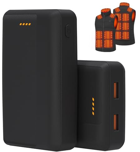 Batería externa de 20000 mAh, cargador rápido portátil, entrada USB-C y 2 salidas USB-A, batería externa con indicador de carga LED para chalecos calefactados Techstuph y otros dispositivos
