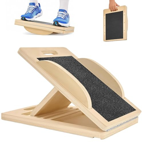 Wooden Calf Stretcher, Balance Board, Adults, Adjustable, Calf Stretcher Slant Board, Balance Trainer, Wobble Board for Physiotherapy, Slanted Board for Squats, Muscle Stretching