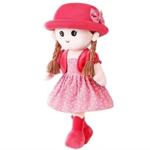 Générique Stoffpuppe für Mädchen, niedlich – weiches Baby-Plüschspielzeug, Prinzessinnen-Puppe mit abnehmbarem Hut und Kleidung, geeignet ab 0 Jahren für Geburtstag, Taufe, Valentinstag