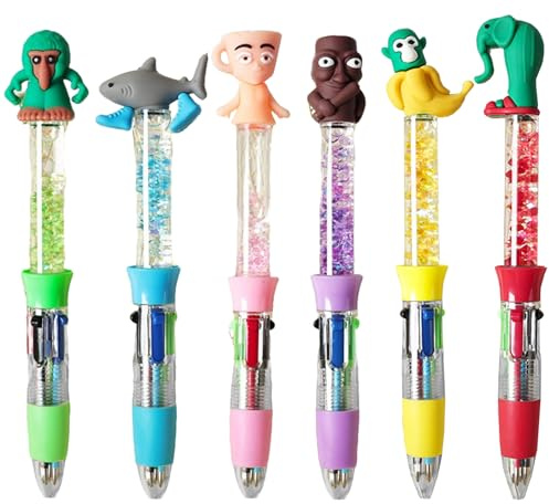 CWENDANER 10 Penne a Sfera Tralalero Tralalala, Giocattolo da Disegno, 6 Penne a Sfera con Glitter e Sabbia con Design a Cartone Animato, per 5-10 Anni (verde)