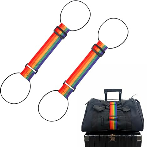 IDOLTIMES 2 PCS Luggage Straps for Suitcase, Luggage Connector Straps,Multi-Functional Adjustable Durable Elastic Straps (Rainbow)