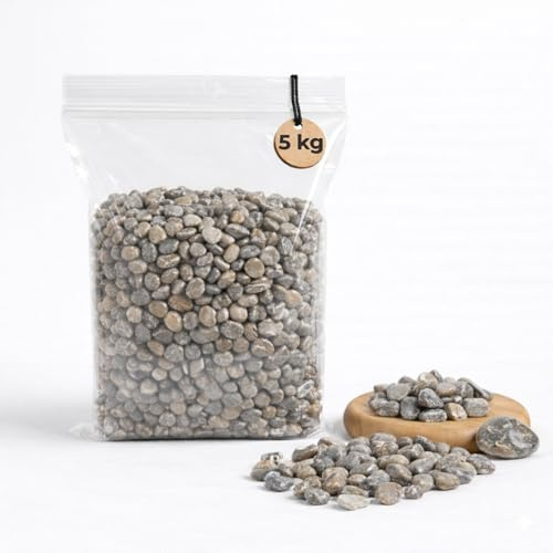 Gránulos decorativos de color gris claro, diámetro de 5 – 8 mm, sin polvo, 5 kg, pequeñas piedras decorativas como decoración de colores