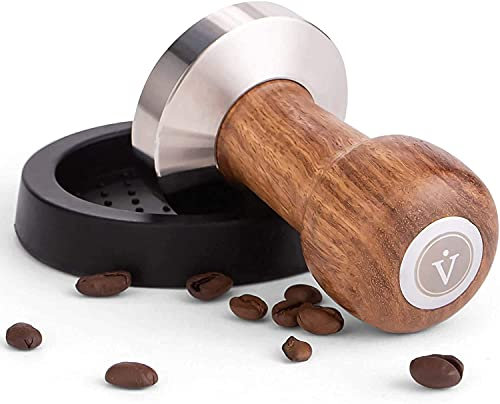 VIENESSO Tamper Set 51mm – hochwertiger Espresso Temper & stilvoller Holzgriff inkl. Schützender Tamping-Matte für Barista Profi-Qualität | Barista Zubehör