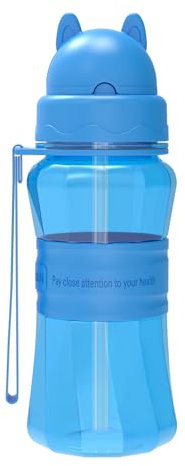 Sigdio Kinder Trinkflasche ab 1 Jahr mit Strohhalm BPA frei Kinder Wasserflasche Auslaufsicher Sporttrinkflaschen mit Tragegurt für Schule und Kindergarten