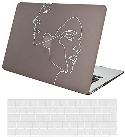 AUSMIX Kompatibel mit MacBook Air 13 Zoll Hülle 2021/2020/2019/2018 Release M1 A2337/ A2179 / A1932, Ultradünne Plastik Hartschale Schutzhülle Snap Case & Keyboard Skin Cover, Gesicht