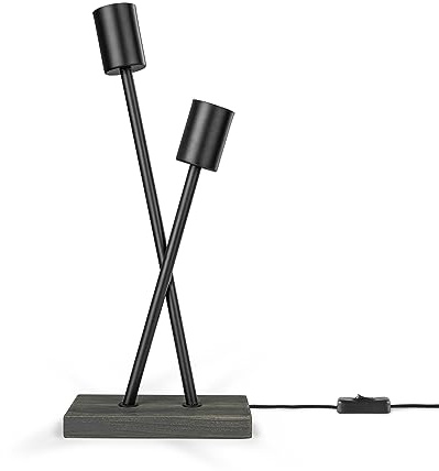 Paco Home Tischlampe Vintage E27 Wohnzimmerlampe Tischleuchte Industriell Design Modern LED Lampe Retro Schlafzimmer Holz