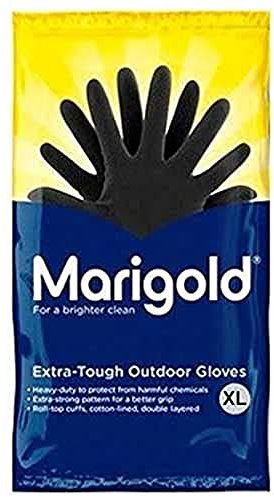 Marigold Unisex Rubber Gloves, Black, XL Pack of 6 UK