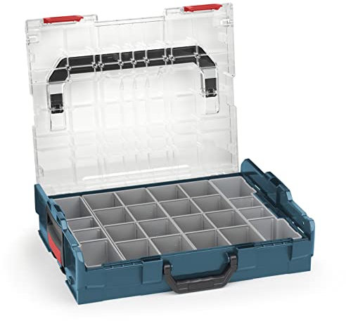 Bosch Sortimo Sortimentskasten L BOXX 102 professional blau Deckel transparent mit Insetboxen-Set K3 | Sortierboxen für Kleinteile | ideale Kleinteile-Aufbewahrung System