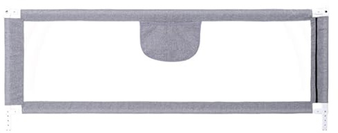 homewell Sänggaller, 200 cm, sängskydd för barn från 0–10 år, justerbar höjd fallskydd säng, kolstål, sänginramning, babysäng, resårsäng (grå, 200 cm, 1 st.)