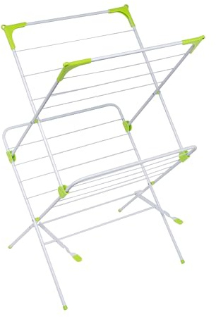 Orwell Double X Clothes Airer | Foldable Clothes Drying Rack | Clothes Horse with Height-Adjustable Wings | Free-Standing Laundry Dryer Rack | Indoor and Outdoor Use