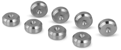 PrecisionGeek – Speaker Spike Pads Ø16 mm, Chamfered Shape, Solid Stainless Steel, Vibration Dampers for HiFi Speakers, Subwoofers, Cabinets, Stands and Soundbars – Set of 8 Pads