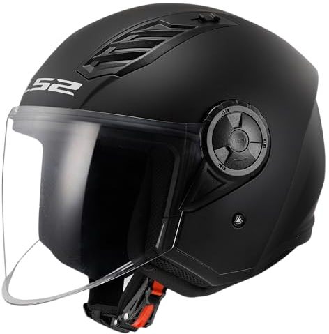 LS2 OF616 Airflow II Solid Open Face Helm Motorradhelm Jethelm, MATT Black, 3XL
