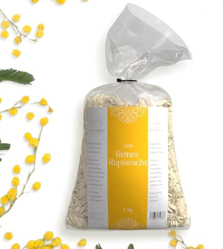 BW Lights - 100% reine Rapswachs Pastillen 5kg | Kerzenwachs zum gießen deiner eigenen DIY Kerzen | Nachhaltiges einfaches gießen | Mischbar mit Farben & Düften | Made in Germany