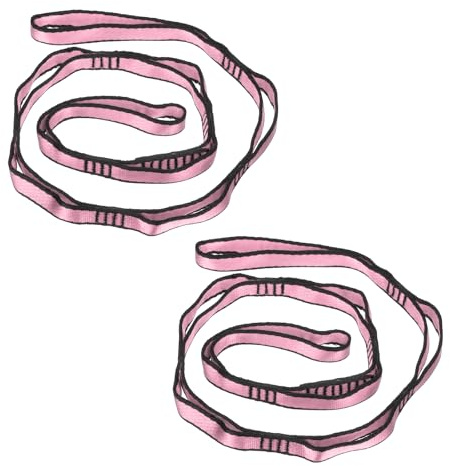 PATIKIL Lot de 2 Sangle en chaîne Daisy Sangles d'escalade Robustes Rose | en Nylon Ajustables avec 8 Boucles pour Balançoire de Yoga Aérien