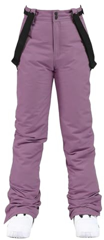 HOMDECR Skihose Für Damen Und Herren, Skihose – Skihose, Gefütterte Skihose Mit Taschen, Integrierter Schneefang – Ideal Zum Skifahren Im Winter (Lila,L)