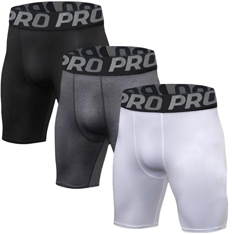 BEGIANT Lot de 3 Shorts de Compression Homme Haute Performance - Respirant, Séchage Rapide, Confort Anti-Frottement pour Running, Vélo, Gym,Noir+Gris+Blanc,M