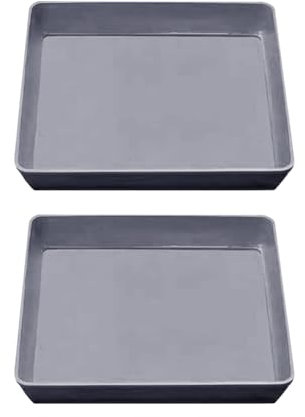 FSSTUD Lot de 2 soucoupes carrées en plastique de 22,5 cm pour pot de fleurs - Plateau de réception pour pot de fleurs - Assiettes de drainage pour pot de fleurs - Plateau de culture pour semis - Gris