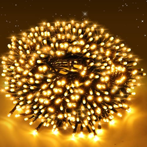 TNMOO Guirlande Lumineuse Sapin de Noel, 30M 300LED Guirlande Lumineuse Intérieur Extérieure, IP44 étanche& 8 Modes & Fonction Mémoire, pour Noël Mariage Fête Club Jardin Fenêtre Mur, Blanc Chaud